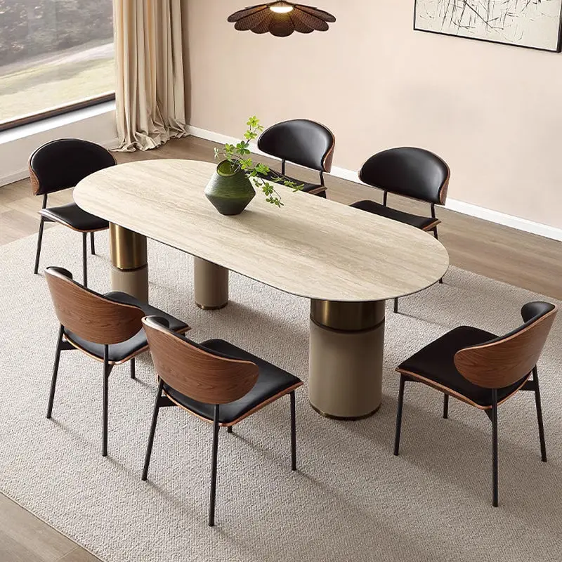 Italian Luxury Design Modern Dining Room Set Nordic Style with Adjustable Marble Top Dining Table Home Furniture — image 4