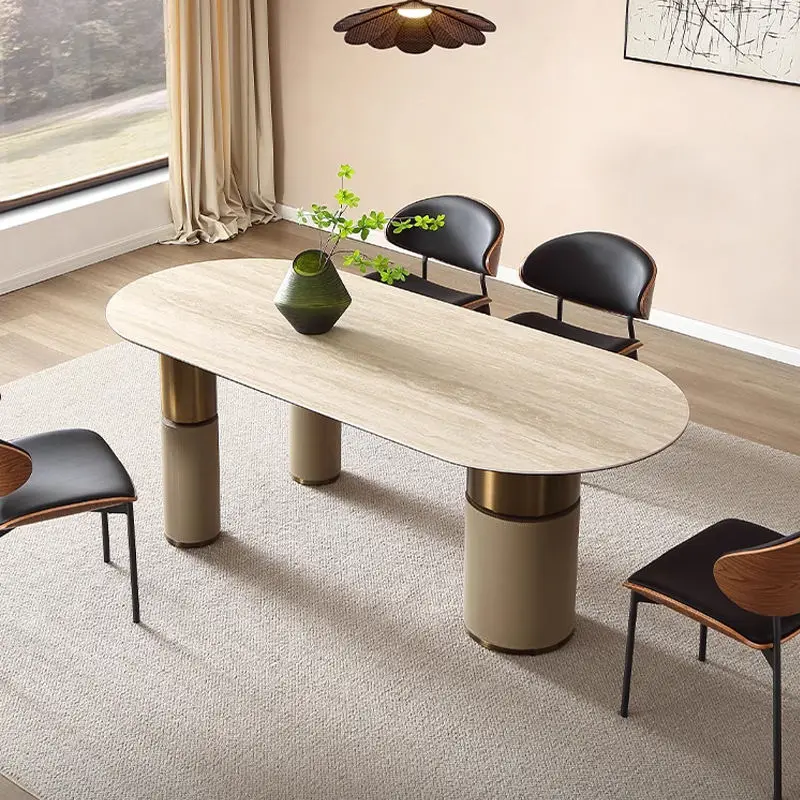 Italian Luxury Design Modern Dining Room Set Nordic Style with Adjustable Marble Top Dining Table Home Furniture — image 6