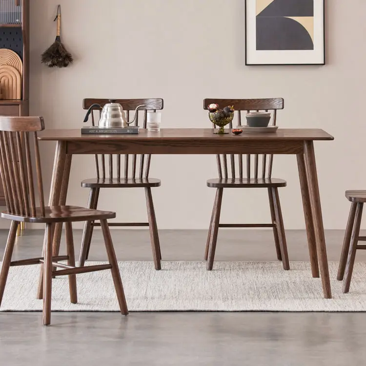 Modern Adjustable Home Furniture Solid Beech Wood Bistro Chairs and Dining Table Set in Nature Color for Dining Room — image 2