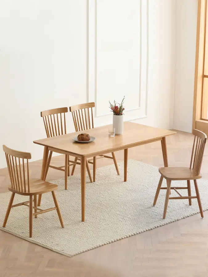 Modern Adjustable Home Furniture Solid Beech Wood Bistro Chairs and Dining Table Set in Nature Color for Dining Room — image 3