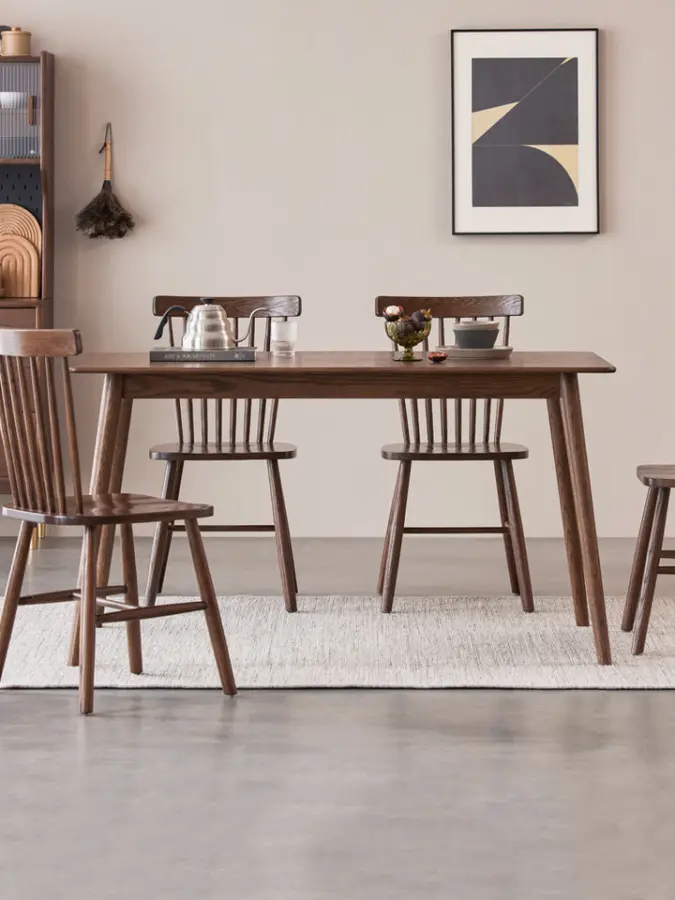 Modern Adjustable Home Furniture Solid Beech Wood Bistro Chairs and Dining Table Set in Nature Color for Dining Room — image 4