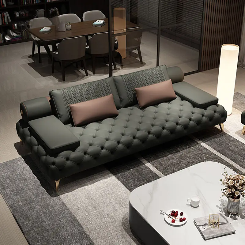OEM ODM Hot Sale Luxury Upholstered Modern Room Furniture Sofa Modern Recliner Leather Sofa — image 2
