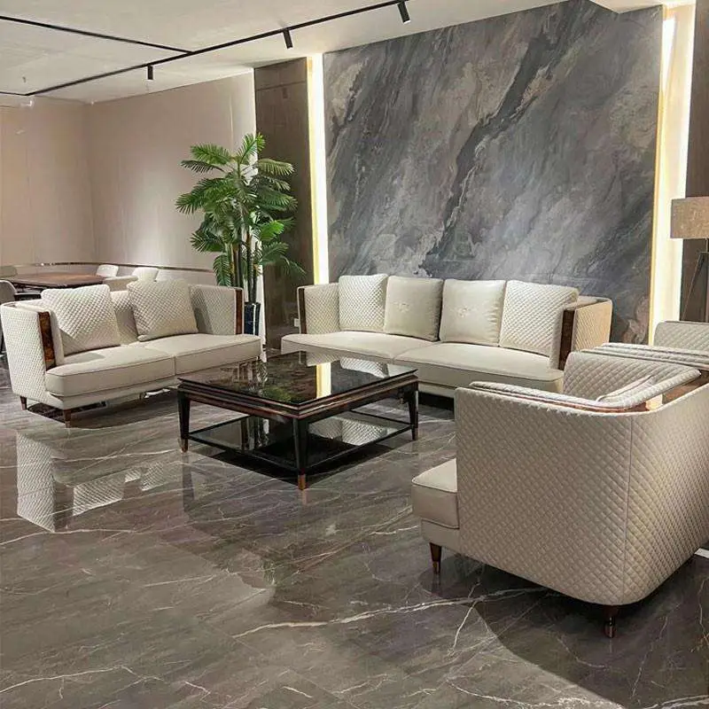 High End Italian Design Luxury Chesterfield Sofa for Home Office Hotel Living Room Furniture Modern Genuine Leather Sofa Set — image 4