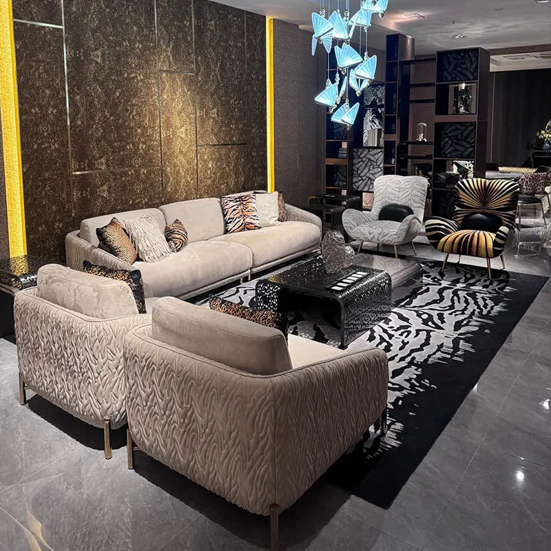 Italian Design Luxury Leather Fabric High End for Villa or Apar Hotel Sectional Sofa Couch Furniture Living Furniture Se — view 1