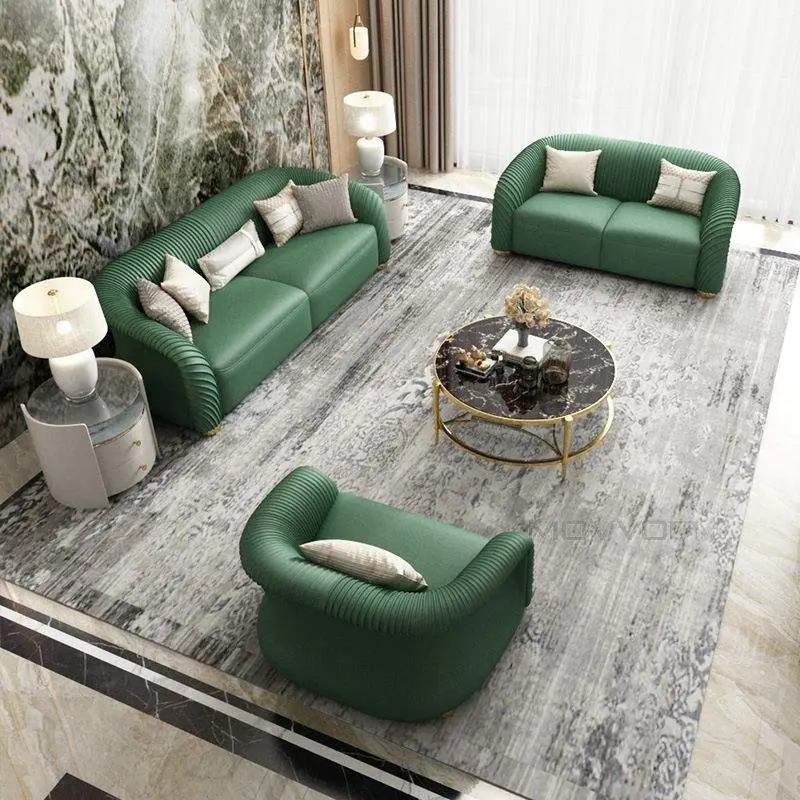 White Pleated Fabric Upholstered Sofa Modern Living Room Sofa Set — image 3