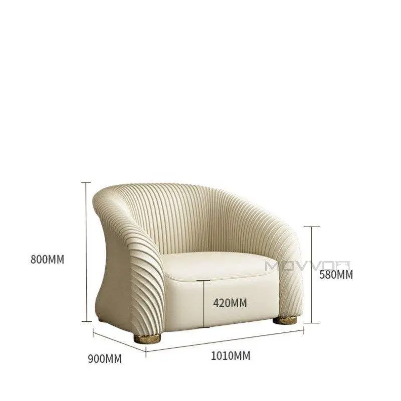 White Pleated Fabric Upholstered Sofa Modern Living Room Sofa Set — image 5