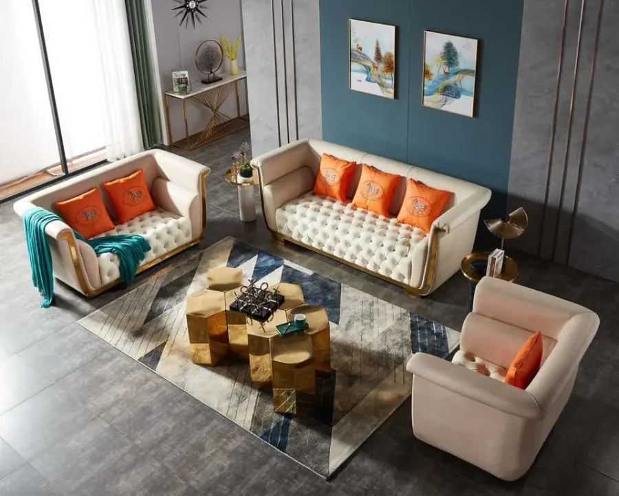 Best Selling High Quality Classic PU Leather Sectional Sofa Set for Living Room Mall & Hotel Use — view 1