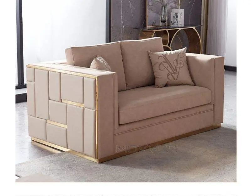 European Style 3 2 1 Seater Sectional Fabric&leather Sofas Set New Model Steel American Style Lounge Modern Sofa Set — image 3