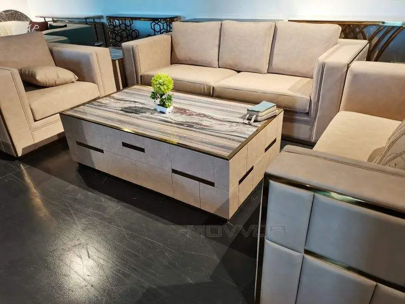 European Style 3 2 1 Seater Sectional Fabric&leather Sofas Set New Model Steel American Style Lounge Modern Sofa Set — image 4
