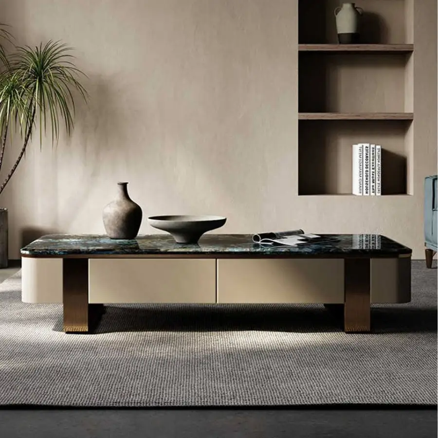 Living Room Coffee Table and Tv Cabinet Coffee Table and Tv Cabinet Coffee Table Luxury Stone Coffee Table Modern Cabinet — image 3
