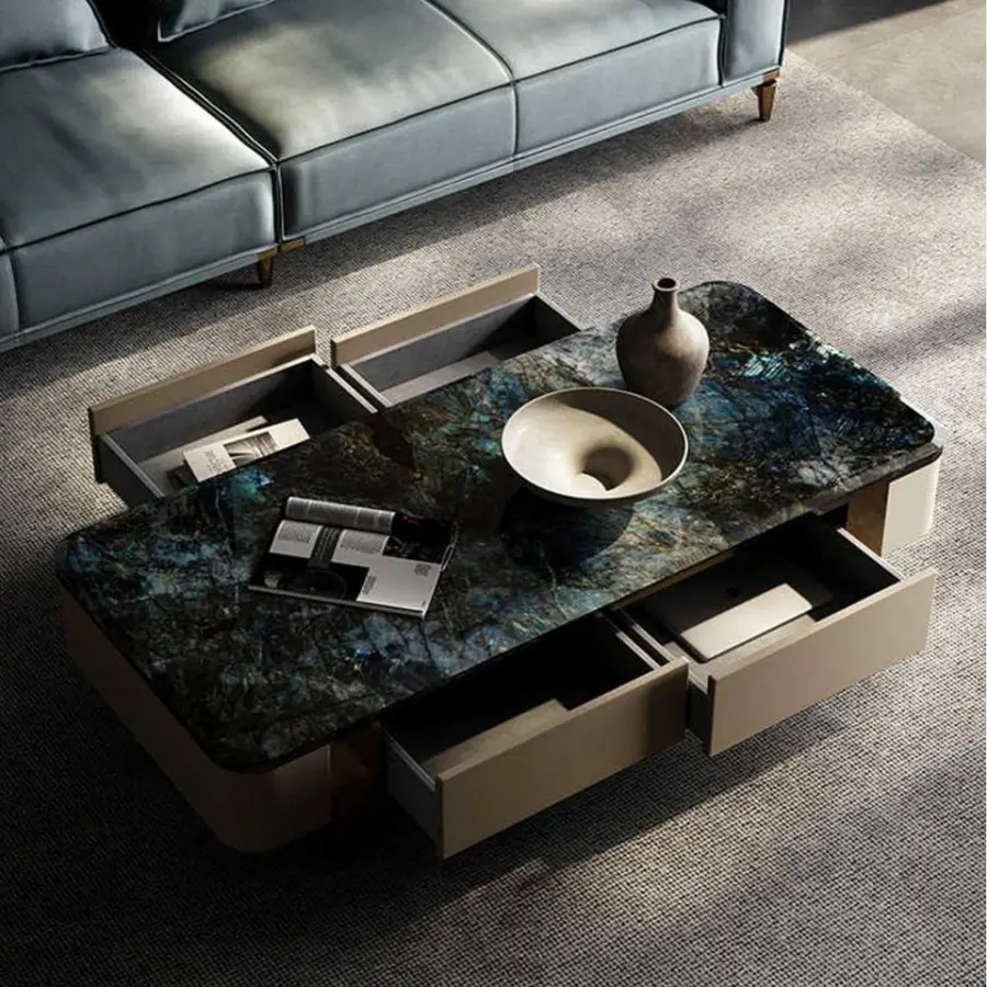 Living Room Coffee Table and Tv Cabinet Coffee Table and Tv Cabinet Coffee Table Luxury Stone Coffee Table Modern Cabinet — image 4