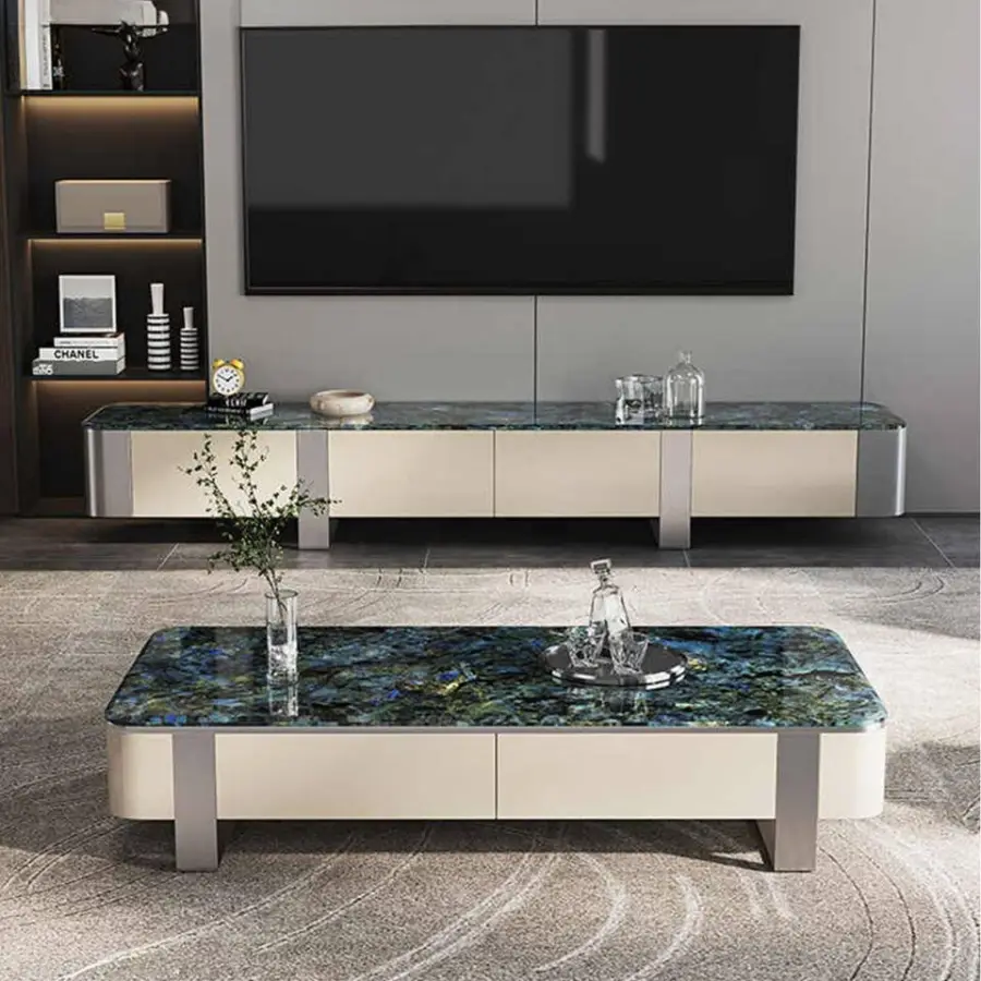 Living Room Coffee Table and Tv Cabinet Coffee Table and Tv Cabinet Coffee Table Luxury Stone Coffee Table Modern Cabinet — image 5
