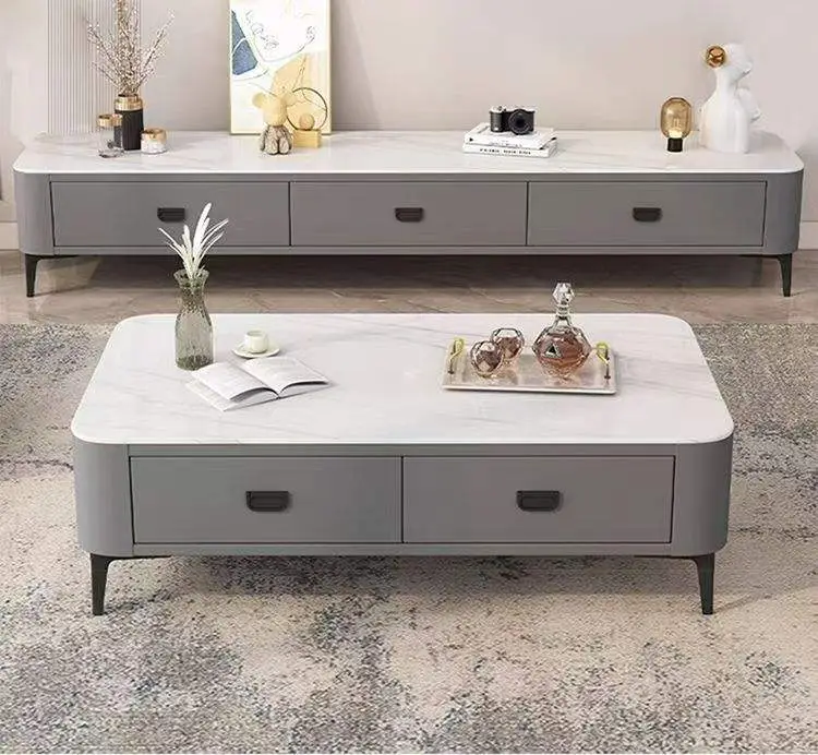 Wooden TV Stand Cabinet Designs Living Room Furniture for Small Space Metal TV Rack Modern Home Furniture TV Cabinet Table — image 3