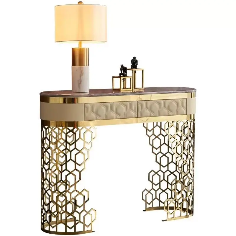 MOVVON Postmodern Minimalist Luxury TV Cabinet Furniture Set Living Room TV Stand with Gold Metal Leg — image 2