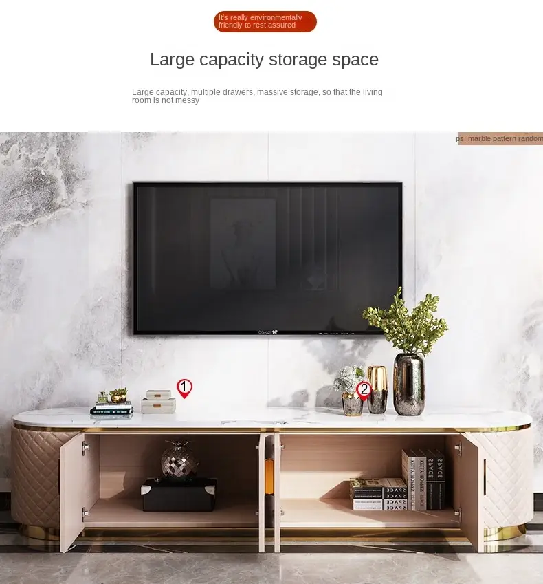 Latest Design Modern Luxury Marble Top White Coffee Table TV Stand Cabinet for Living Room Furniture — image 4