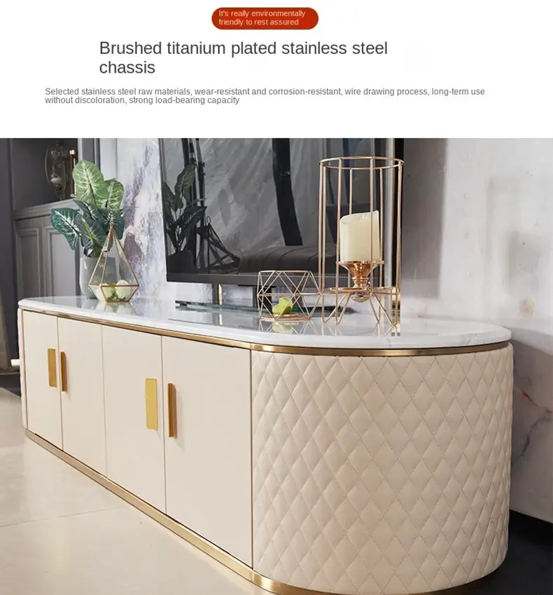 Latest Design Modern Luxury Marble Top White Coffee Table TV Stand Cabinet for Living Room Furniture — image 5