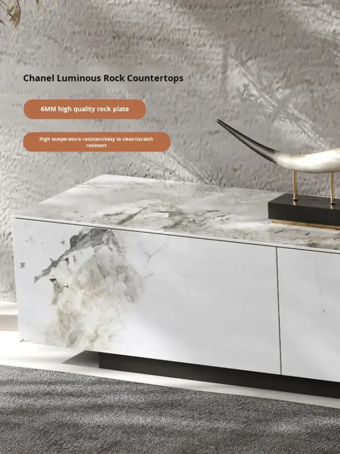 Rock Slab TV Cabinet Coffee Table Combination Light Luxury Modern Simple 3D Flame Fireplace Living Room Storage Home Furniture — image 5