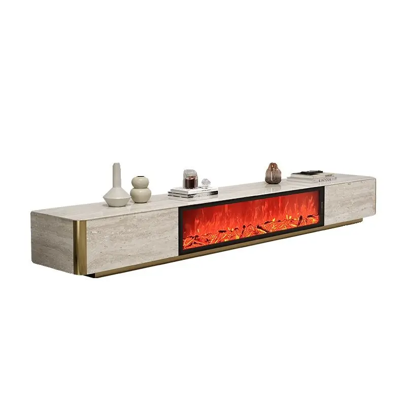 Movvon DSG-003 Light Luxury Modern Stone Fireplace Simulation TV Cabinet Floor-standing Design for Living Room Home Furniture — image 6