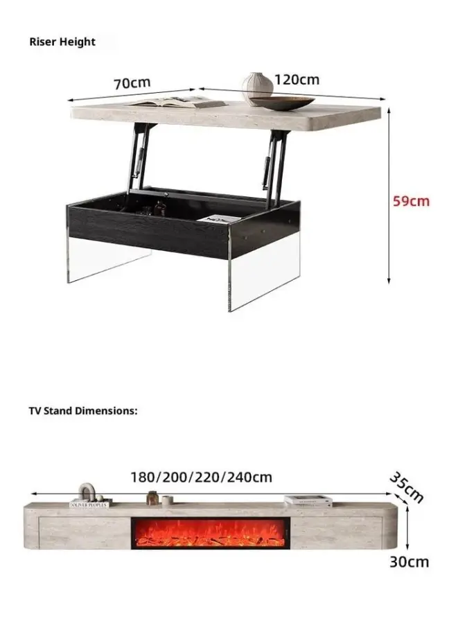 Modern Italian Light Luxury Fire Simulation Electronic Fireplace Integrated Rock Plate TV Cabinet Hanging Combination Floor — image 6