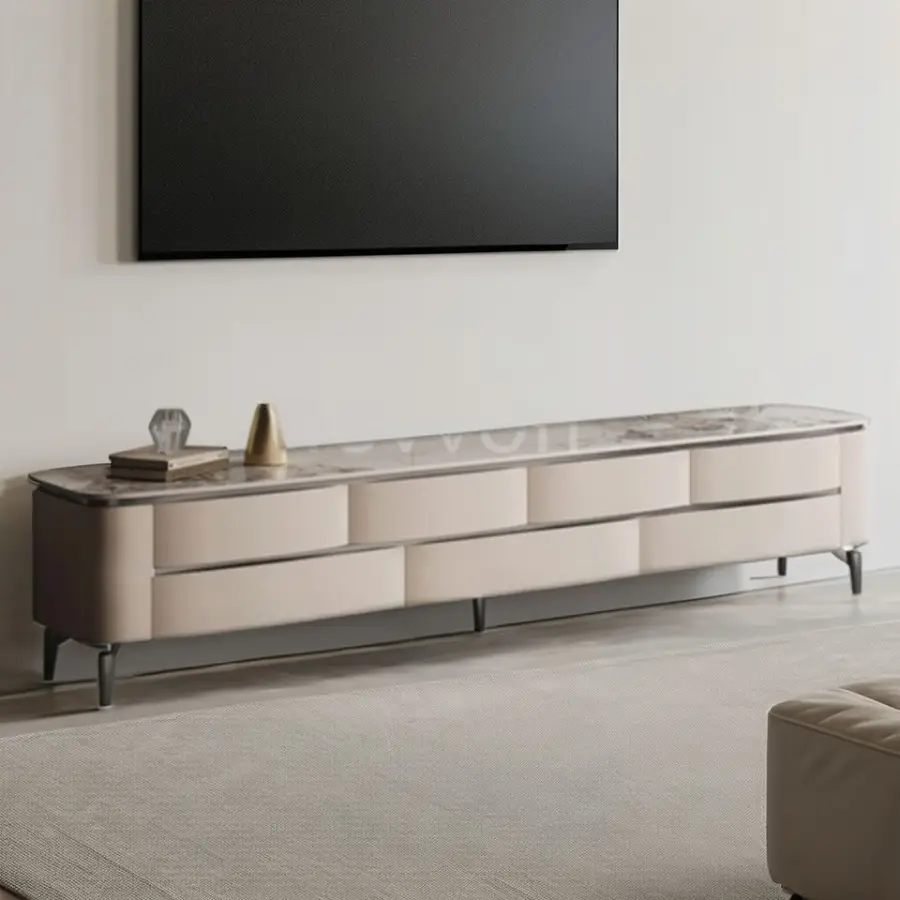 Modern Luxury Style Living Room Coffee Table Stainless Steel Tea Table with Morden Solid Wood Storage Furniture — image 4