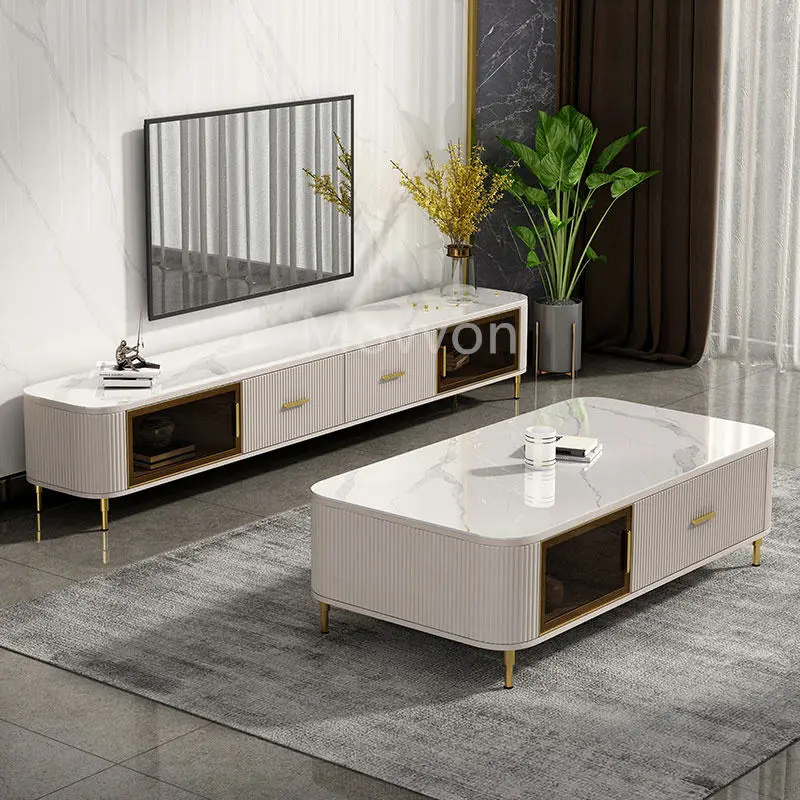 Living Room Furniture Tv Stand and Coffee Table Set Cabinet Latest Design Modern Tv Stands — image 4