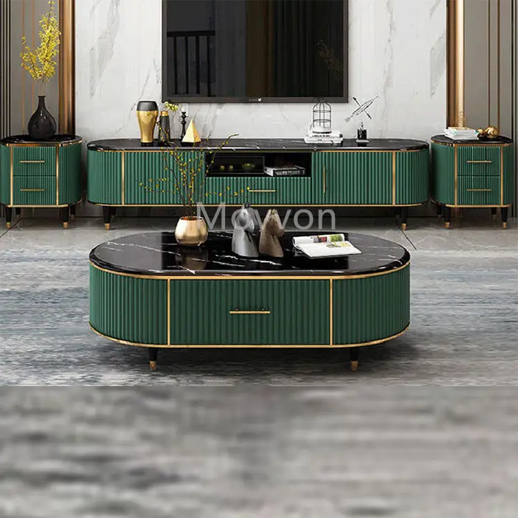 Light Luxury Italian Slate Modern Living Room Size Unit Storage Cabinet Marble TV Cabinet — image 3