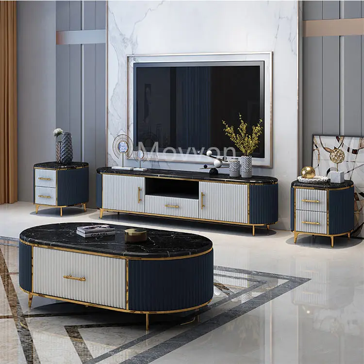 Light Luxury Italian Slate Modern Living Room Size Unit Storage Cabinet Marble TV Cabinet — image 4