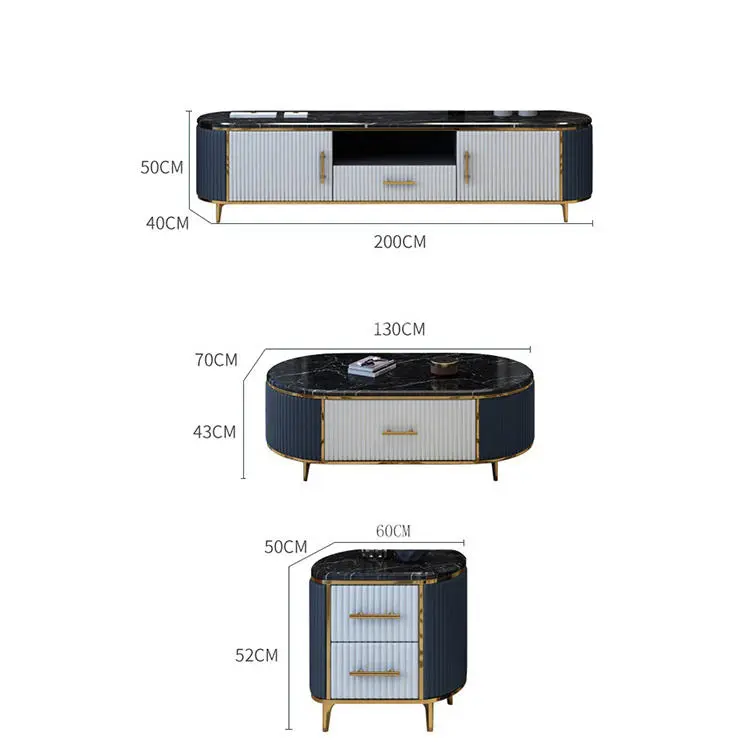 Light Luxury Italian Slate Modern Living Room Size Unit Storage Cabinet Marble TV Cabinet — image 5