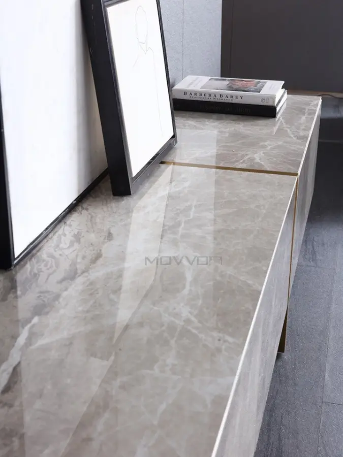 Rock Stone Italian Modern Elegant Style Luxury T.v Stand for Furniture Living Room With Storage Drawers Stainless Steel Base — image 7