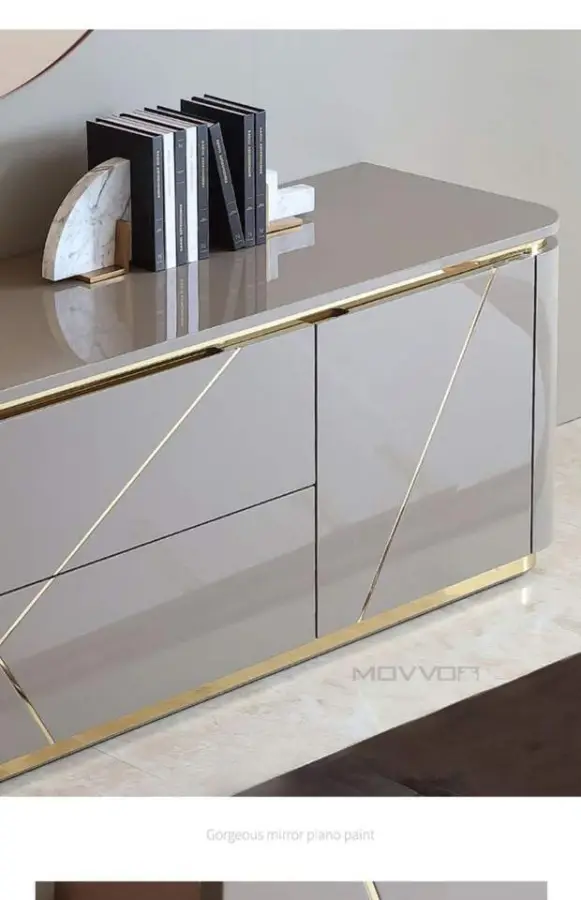MOVVON Modern Simple Low Solid Wood TV Stand Living Room Storage Cabinet for Hotel Use — image 3
