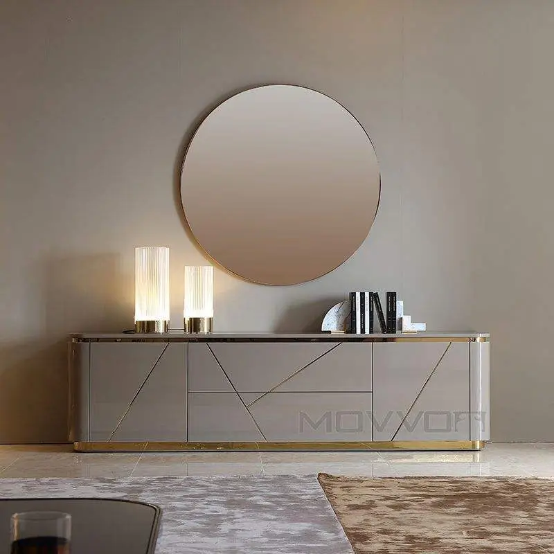 MOVVON Modern Simple Low Solid Wood TV Stand Living Room Storage Cabinet for Hotel Use — image 4