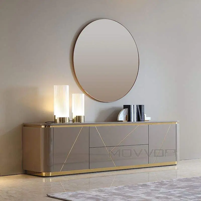 MOVVON Modern Simple Low Solid Wood TV Stand Living Room Storage Cabinet for Hotel Use — image 5