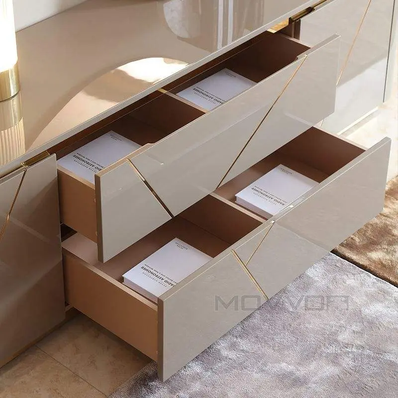MOVVON Modern Simple Low Solid Wood TV Stand Living Room Storage Cabinet for Hotel Use — image 6