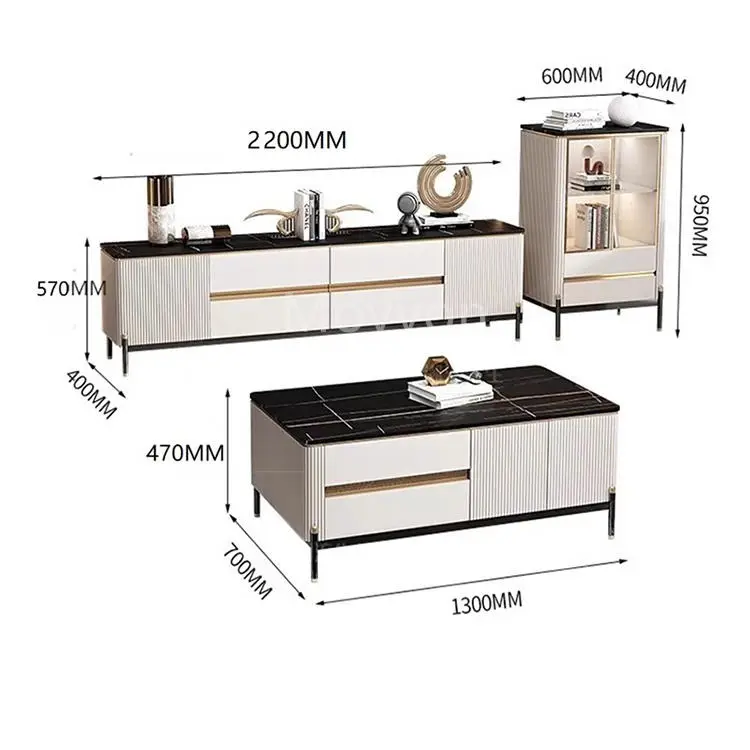 TV Cabinet Modern Luxury Living Room Furniture Wooden TV Table — image 7
