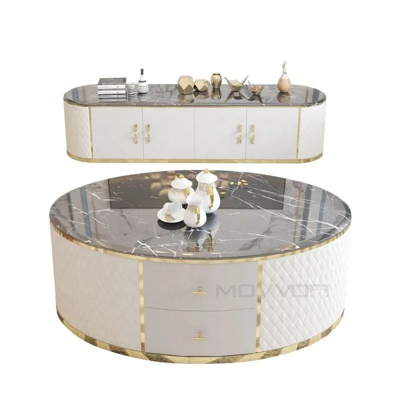 Living Room Furniture Set Luxury Design Modern TV Stand Coffee Center Table Wooden Cabinet — image 3