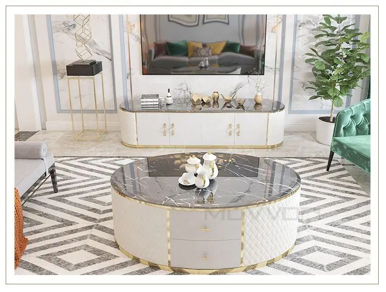 Living Room Furniture Set Luxury Design Modern TV Stand Coffee Center Table Wooden Cabinet — image 4