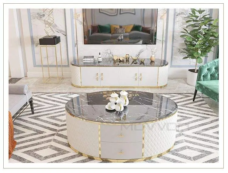 Living Room Furniture Set Luxury Design Modern TV Stand Coffee Center Table Wooden Cabinet — image 5