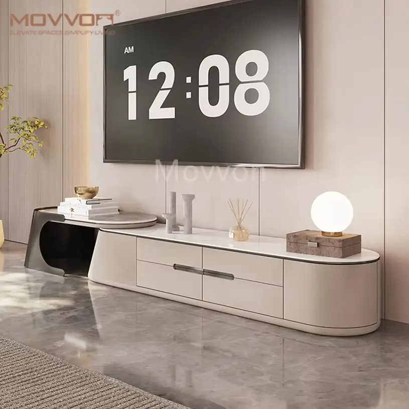 Light Luxury Simple Modern Telescopic Storage Type Center Table for Home Living Room TV Stand Farmhouse Bedroom Hotel Fu — view 1
