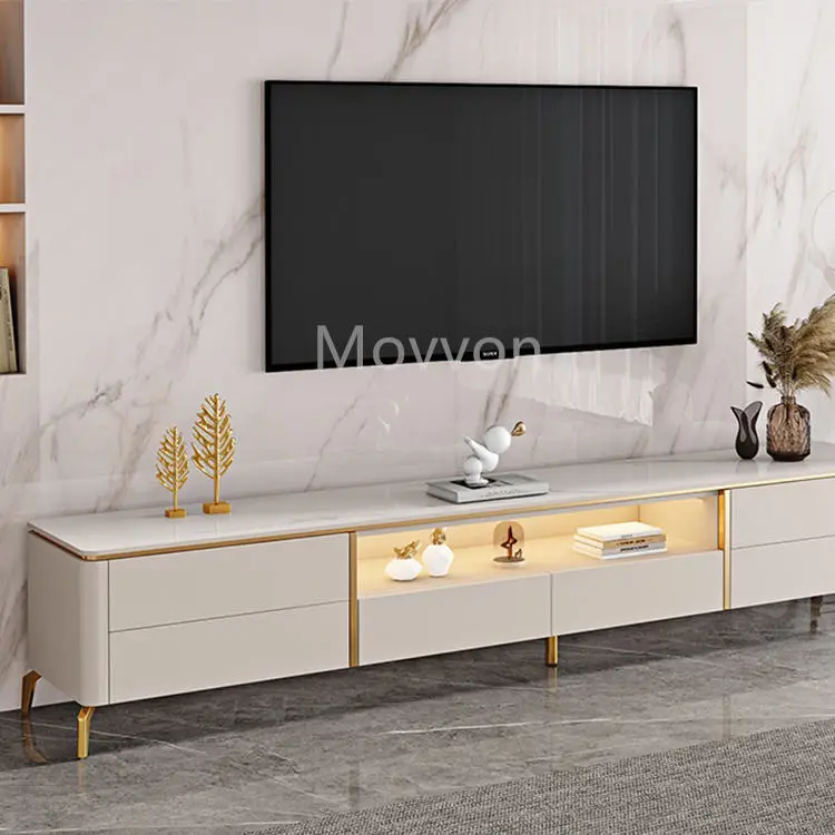 Modern Furniture Wholesale Simple Cream Tv Set Tv Stands Cabinets for Living Room — image 7