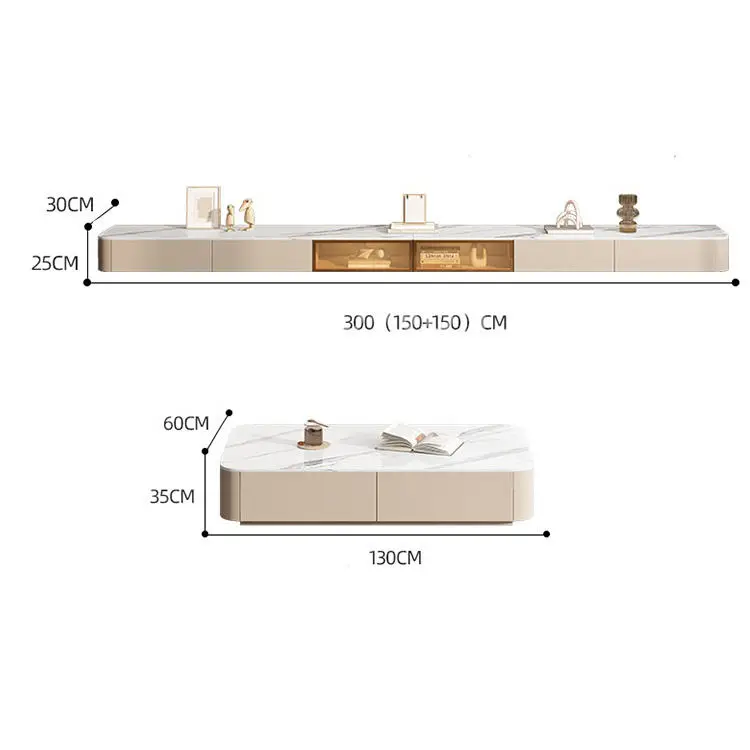 Modern Stone Glass TV Stand Luxury Floor Standing Cabinet for Small Apartment Minimalist Design for Living Room Furniture — image 6