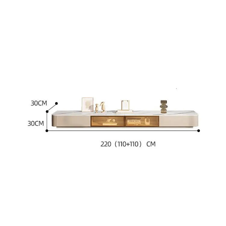 Modern Stone Glass TV Stand Luxury Floor Standing Cabinet for Small Apartment Minimalist Design for Living Room Furniture — image 7