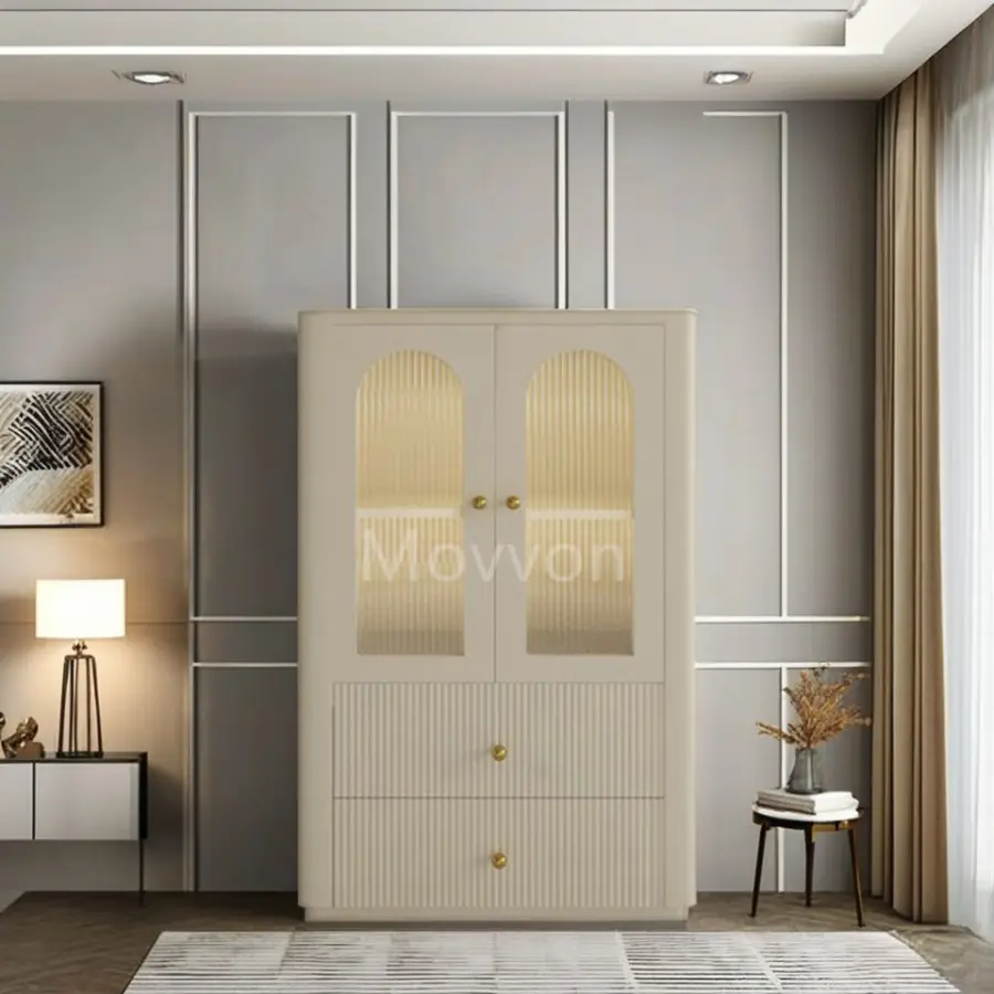 French Solid Wood Cream Wind TV Cabinet Coffee Table Combination Simple Modern Design Milk White Floor Side Farmhouse Bedroom — image 6
