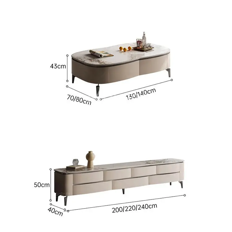 Italian Modern Luxury Solid Coffee Table Walnut TV Stand Unit Cabinet for Living Dining Adjustable Glass Panel Home Warehouse — image 4