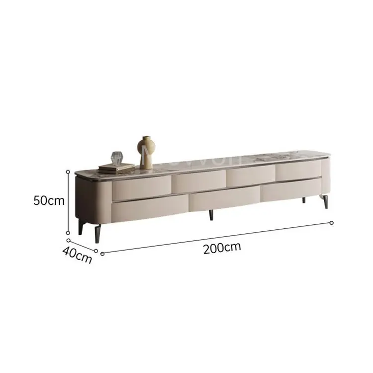 Italian Modern Luxury Solid Coffee Table Walnut TV Stand Unit Cabinet for Living Dining Adjustable Glass Panel Home Warehouse — image 5