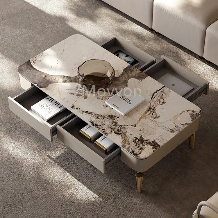 Modern Luxury MDF TV Stand Dining Table Foldable Adjustable Home Furniture for Living Room Apartment Marble Coffee TV Cabinet — image 3