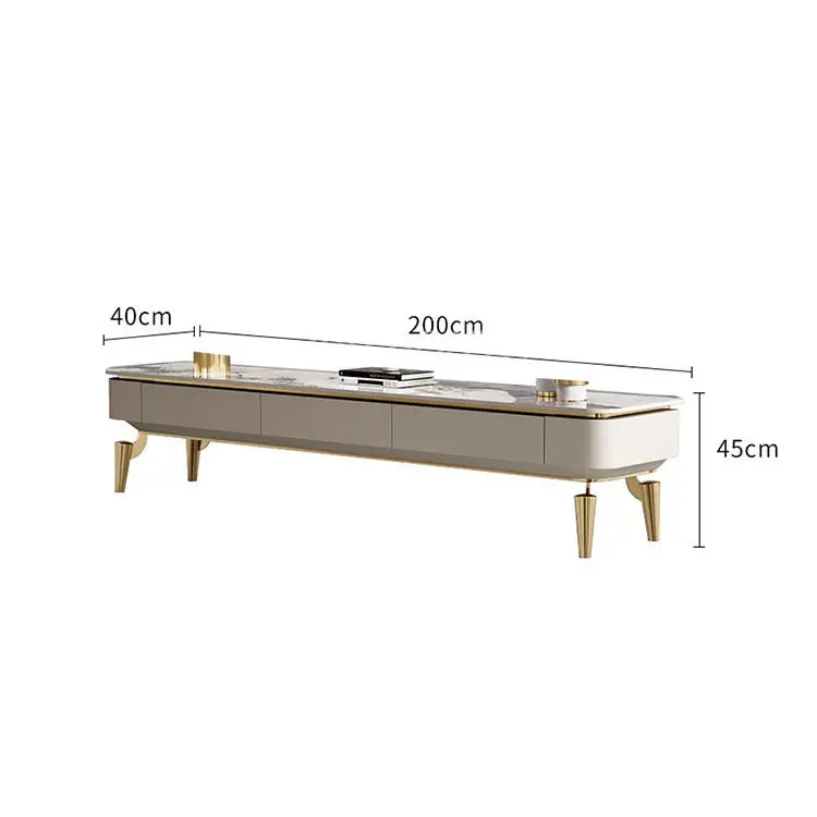 Modern Luxury MDF TV Stand Dining Table Foldable Adjustable Home Furniture for Living Room Apartment Marble Coffee TV Cabinet — image 7