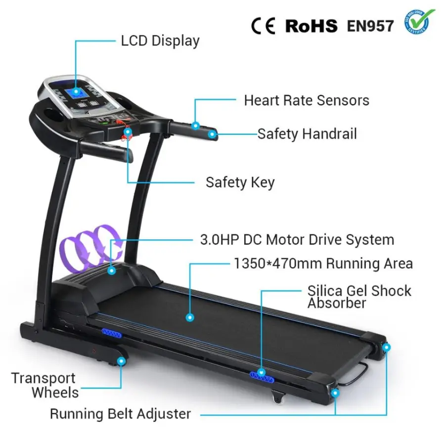Premium Quality Commercial Motorized Treadmill with Vibration Absorption and LCD Screen — image 3