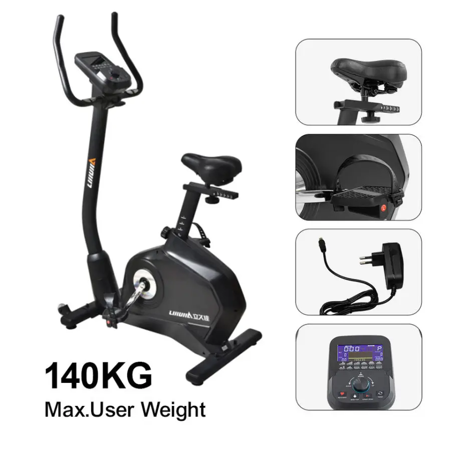 Lijiujia Factory Wholesale 140kg Max User Weight Motorized Magnetic Exercise Bike Indoor Home Gym Upright Bike — image 3
