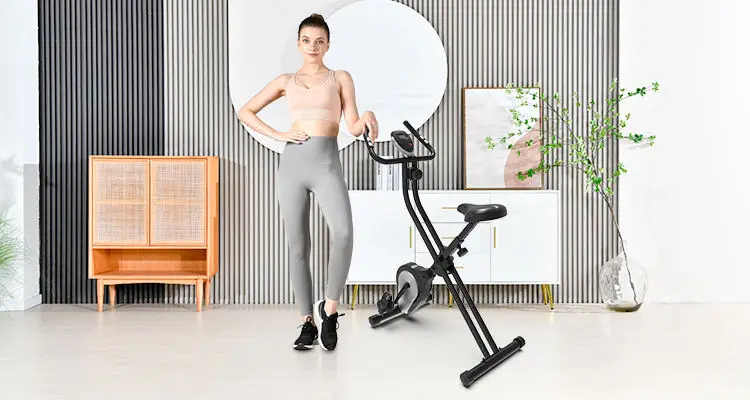 Lijiujia High Quality Indoor Body Building 8 Levels Manual Resistance Adjust Home Use Foldable Exercise Bike — image 4