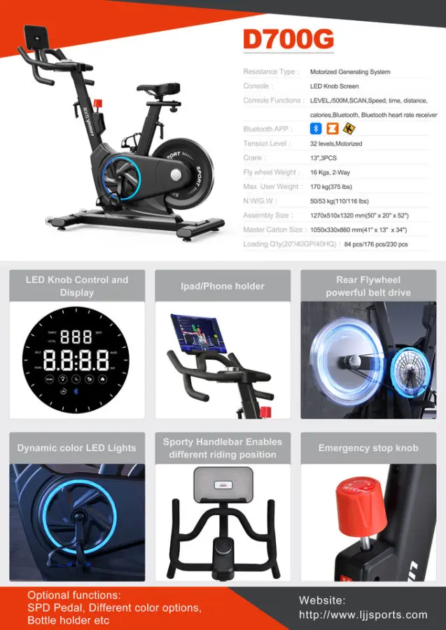 Lijiujia New Design Hot Sell Fitness LED Screen Knob Self Generating Electricity Commercial Indoor Exercise Spinning Bike — image 5